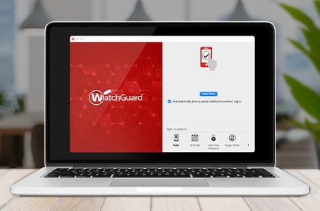 WatchGuard AuthPoint log in screen on a laptop 