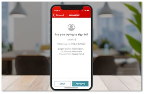 WatchGuard AuthPoint verification screen showing on a mobile phone