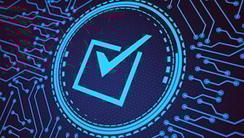 Checkbox on abstract circuit board