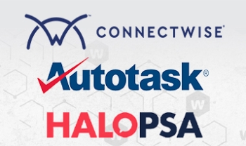 PSA Integrations logos - ConnectWise, Autotask, HaloPSA