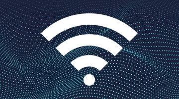 White Wi-Fi symbol on a curved dot patterned background