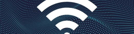 White Wi-Fi symbol on a curved dot patterned background